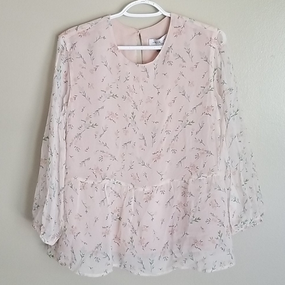 Amour Vert Tops - Amour Vert Floral Peplum Blouse